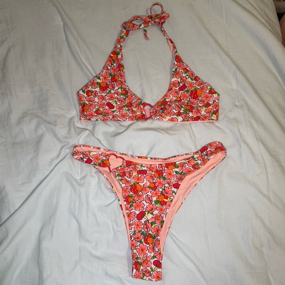 Floral Bikini Set with Heart Detail
